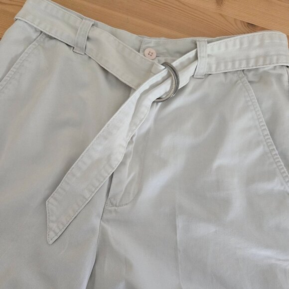 Abercrombie & Fitch Light Beige High Waist D-Ring Belted Cotton Shorts Size 8 - Picture 5 of 8
